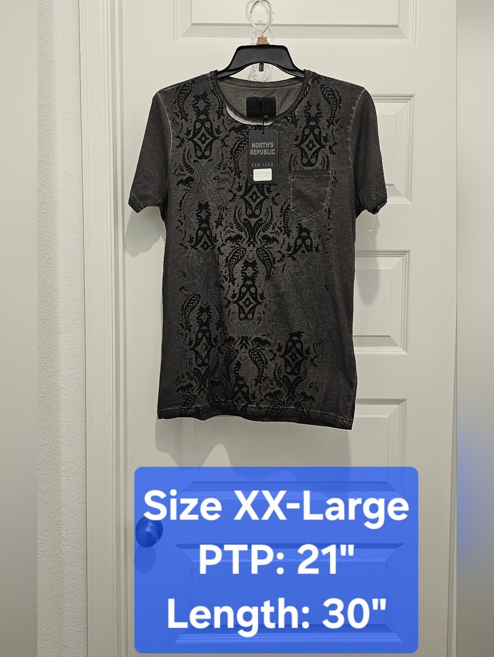 NWT North's Republic Black Mineral Wash Graphic Tee XXL (Fits Like M/L)
